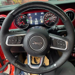 Hand-stitched Black leather carbon fibre non-slip car steering wheel cover for Jeep Wrangler 2018- style 1