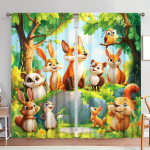 2-paneeliga multifilmimetsloomade kardinad  Eriline tr&uuml;kk  Varjutus ja privaatsuse kaitse  Sobib erinevate ruumide kaunistamiseks 100*130 Grommet Top 1pcs
