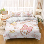 Miniso-My Melody Tekikotid Laste Voodipesukomplekt Kodu Twin 3-osaline Komplekt 1 Tekikate Luksuslik 100% Pol&uuml;ester Moodne Tr&uuml;kitud AU Single(140*210cm)3pcs