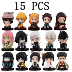 Demon Slayer 15 tk/komplekt 4,5 cm Mini Nezuko kuju Tanjirou Kisatsutai Hashira mudel M&auml;nguasjad Kaunistused Anime Perifeeria Kawaii Nukk gray