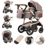 BAZARLAND30.Poussette Luxueuse 3 en 1 pour B&eacute;b&eacute;, Portable, Voyage, Pliable, Cadre Aluminium, pour Nouveau-N&eacute;.Khaki khaki