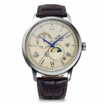 Orient Bambino SUN MOON Automaatne Jaapani elevandiluu ja kellaga, Mehaaniline, Tootja garantii, RN-AK0803Y, Meeste elevandiluuvalge