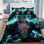 &Uuml;hes t&uuml;kis Luffy tekikott-padjap&uuml;&uuml;ride komplekt, koomiksiprindiga voodipesu lastele, poistele, magamistoa kaunistuse kingitus 135x200cm gray