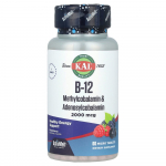 KAL B-12 Met&uuml;&uuml;lkobalamiin ja Adenos&uuml;&uuml;lkobalamiin Segatud Marjad 2000mcg Mikrotabletid, 60 tk 60 pcs - 1 ea