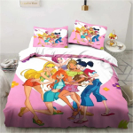 3D-prinditud Winx Saga Club Voodipesukomplekt Tekikate Voodikomplekt Tekikate Padjap&uuml;&uuml;r Tekk Kuninga Suurus Kuninganna Suurus Poiste T&auml;iskasvanute Voodikomplekt T&ouml;&ouml;riist 70x133cm 2pcs
