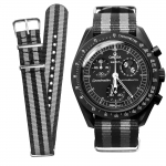 20mm Kellarihm Omega X Swatch Speedmaster Moonswatchi jaoks Lihtne vahetus Nailonist Kell Unisex [Ocdin] NATO&reg; Rihm, Band, (Must/hall)