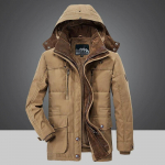 Kvaliteetsed Meestele Liibuvad Talvemantlid Mitme taskuga Joped Meeste Pikad Talvemantlid Sulejoped Kapuutsiga vabaaja soojad Parkad 7XL M khaki