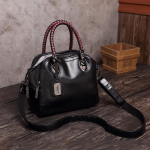 Johnature Oil Wax Nahast Naiste kott Retro kaasaskantav k&auml;ekott &uuml;hev&auml;rviline Moodne Suure mahutavusega &otilde;la- ja Crossbody kotid must