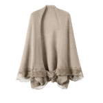 Naiste 100% puhas ka&scaron;miir pits&auml;&auml;rega sall - S&uuml;gis/Talvine kootud keep beige