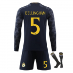 Real Madrid Bellingham Laste Spordivarustuse Komplekt - Hingav Kiiresti Kuivav Treeningus&auml;rk Laste Jalgpalli Komplekt Sinine Vanusele 5-12 120-130 CM