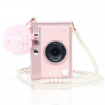 P&auml;rlketiga kandekott L&auml;bipaistev Roosa Kristall Kiirpildikaamera Kest P&otilde;rutuskindel Kaasaskantav Fujifilm Instax Mini EVO jaoks