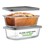 1 komplekt klaasist keeksivormide komplekt kaantega - Virnastatavad 1,9 QT/ 62oz klaasist leivak&uuml;psetusvormid - Toiduhoiukonteinerid + &Otilde;hukindlad kaaned, ahju- ja mikrolaineahjus kasutatav 1set brown