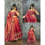 India pulmariietus Lehenga Choli Dupatta komplekt Kaunis Bollywood Lehenga kleit 40" Bust roosa