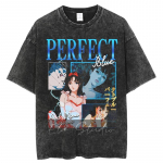 Jaapani Anime Vintage Pesitud T&auml;iuslik Sinine T-s&auml;rk Meestele Naistele &Uuml;le suuruses Moodne Vabaaja Streetwear Puuvillane L&uuml;hikeste Varrukatega T-s&auml;rk Topid S