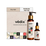 Vedix Ayurveda juuksehoolduse komplekt, kohandatud kuiv&scaron;ampoon ja juuste kasvu seerum kuivadele juustele - 150 ml white