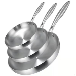 3 t&uuml;kki 3-osaline praepannide komplekt Kolmekihilised roostevabast terasest pannid Induktsiooniga &uuml;hilduvad 22cm-24cm-26cm 2.2MM Thickness gray