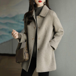 Uus Korea versioon Temperament V&auml;ike villane mantel Naiste l&uuml;hike Slim-fit Pikkade varrukatega villane mantel Naiste M must