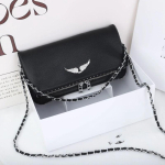 Naiste Minikandiline Crossbody Kott Tiibade Motiiviga Neetide Kettrihm PU Nahk Pehme V&auml;ike &Otilde;lakott Black Rivet Large Size with Box black
