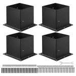 VEVOR 4x4 posti alus 4 tk, sisem&otilde;&otilde;t 3,6x3,6 tolli / 92x92 mm posti kinnitusklambrid, raskeveokite s&uuml;sinikterasest terrassipostid 14 x 14 x 14 cm
