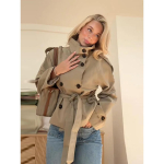 V&ouml;&ouml;ga V&ouml;&ouml;koht L&uuml;hikesed Trench-jakid Naistele Kahe n&ouml;&ouml;pidega P&uuml;stkrae Mantlid S&uuml;gis Chic Vabaaja Vintage Jakk Naiste Riie L beige