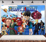 One Piece Anime S&uuml;nnip&auml;evapeo Kaunistused, &Otilde;nneliku S&uuml;nnip&auml;eva B&auml;nner Taustaks S&uuml;nnip&auml;evapeo Tarvikutele 98&times;71inch/250*180cm