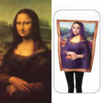 Halloweeni kost&uuml;&uuml;m Mona Lisa cos naljakas maal seinamaal p&auml;rlit&uuml;druk peokleit riietumine vanem-laps esinemiskost&uuml;&uuml;m adult one size (fits 160-180cm) beige