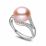 LSOOYH Pearl Jewelry Naturaalsed mageveep&auml;rlitest s&otilde;rmused naistele Moodne naiste kuubiktsirkooniumoksiid CZ s&otilde;rmus Resizable roosa