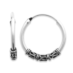 Les Tr&eacute;sors De Lily [J3878] - Cr&eacute;oles Argent 'Thai' argent&eacute; vieilli - 1. 8 cm 2 mm h&otilde;be