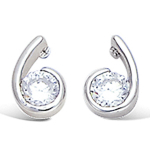 Les Tr&eacute;sors De Lily [L1828] - Boucles Argent 'C&acirc;lin' Blanc argent&eacute; (rhodi&eacute;) - 9x6 mm valge