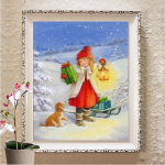 5D teemantmaaling lumememm DIY k&auml;sitsi valmistatud kingitus t&auml;isnurkne puur Teemanttikandid j&otilde;ulude talvine seinakunst Full Round (20X30CM)