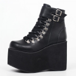 11 cm k&otilde;rge kontsaga Unisexi Lolita Punk Fashion Gooti Creepers Kingad Halloweeni kost&uuml;&uuml;mid Steampunk poolsaapad Suurus 5-15 36 must