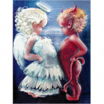 T&auml;ielik 5D Teemantmaali Teemantmaal Kurad ja Ingel Teemanttikandid Full Lay Anime Ristpistes Kodukaunistused K&auml;sitsi valmistatud kingitus Round 20x30cm