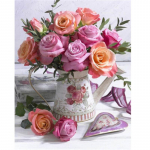 Dekoratiivne lill 5D DIY Teemantmaal t&auml;iskandiline/&uuml;mmargune puur Kaunis lill Teemanttikandi komplektid Ristpistes Kodukaunistuse kingitus Round 20x30cm valge