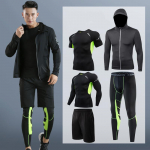 5 tk/komplekt Meeste kompressioonspordi&uuml;likonnad Jooksukomplektid Korvpall Treeningsukkp&uuml;ksid Riided J&otilde;usaal Fitness S&ouml;rkimine Spordidressid M