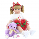 BZDOLL 60 cm pehmest silikoonist taass&uuml;ndinud v&auml;ikelapse m&auml;nguasjad t&uuml;drukule 24 tolli musta pikkade juustega printsess Bebe lastele s&uuml;nnip&auml;evakingitus m&auml;ngumaja 60cm doll must