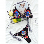 Lilled Prinditud p&auml;itsetega bikiinid Naiste ujumisriided Naiste ujumistrikoo Kaheosaline bikiinikomplekt Brasiilia supluskost&uuml;&uuml;m Ujumine Daam S