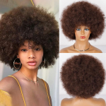 MISS PARUK Afro-naiste l&uuml;hike puhvis krussis lokkis must pruun blond parukas s&uuml;nteetilisest kiust lokkis puhvis Parukas naistele Cosplay