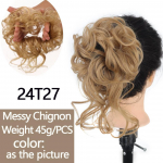 LUPU blondid mustad juuksepaelad sassis lokkis Chignon bun s&uuml;nteetilised scrunchied v&otilde;ltsjuuksed naistele s&uuml;nteetilised juuksepikendused 1PC