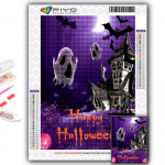 5D DIY Teemantmaal Ristpistes Halloweeni k&otilde;rvitsa ja n&otilde;ia lossi Teemanttikandid Mosaiik Seinakunst Kodukaunistus Full Round 20X30CM