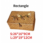 Naturaalsest k&auml;sitsi valmistatud rotangist kaanega hoiukast riiete ja m&auml;nguasjade jaoks Weave Severdries Organiseerija valmistatud merevetikatest Vintage p&otilde;hukorv 29*19*12cm