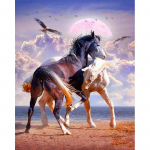 5D DIY Teemantmaaling Paar Hobuse Teemanttikandid T&auml;ismosaiigikomplektid Ristpistes Kodukaunistus K&auml;sitsi valmistatud kingitused Round 20x30cm