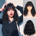 MERISIHAIR must l&uuml;hike laineline parukas tukkidega s&uuml;nteetilisest kiust &otilde;lgade pikkusega Cosplay igap&auml;evane naturaalne must laineline parukas naistele