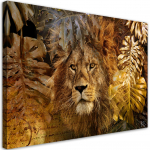 L&otilde;uendiprint L&otilde;vi ja lehtkuld 60x40 pruun