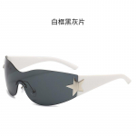 Punk &uuml;hes t&uuml;kis p&auml;ikeseprillid kaitseprillid &auml;&auml;risteta Y2k &uuml;lisuured spordip&auml;ikeseprillid 2000. aasta varjud Prillid UV400 naiste &uuml;mber kaitseprillid White-Black