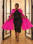 AOMEI mustad saledad kleidid naistele Cape Sleeve Lapiga kikilips Elegantne &otilde;htupidu Suures suuruses kleidid Homecoming S must
