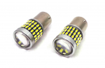 2 tk LED pirn BA15S, P21W 12-24V CANBUS 2100 lm valge objektiiviga