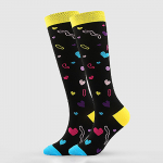 [brisand] Naiste Absorb Sweat Cartoon Print nailonist pika toruga kompressiooniga v&auml;lispordisokid M punane
