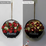 Kunstlilledest seinale riputatav lillepoti &uuml;likond ja LED-puldiga lamp Rauast vaas pulmar&otilde;du sisehoovi kaunistamiseks Iron vase-8_