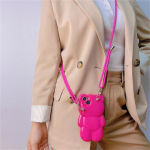 Korea armas 3D Pink Bear Crossbody kaelapael telefoni&uuml;mbris iPhone 14 13 12 11 Pro Xs Max X Xr Cartoon p&otilde;rutuskindla pehme kaanega Funda jaoks For iPhone 12Pro
