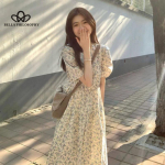 Uus Mere&auml;&auml;rne p&uuml;hadeaegne elegantne lilleline kleit Platycodon Grandiflorum Tea Break Prantsuse pikk kleit naistele S beež